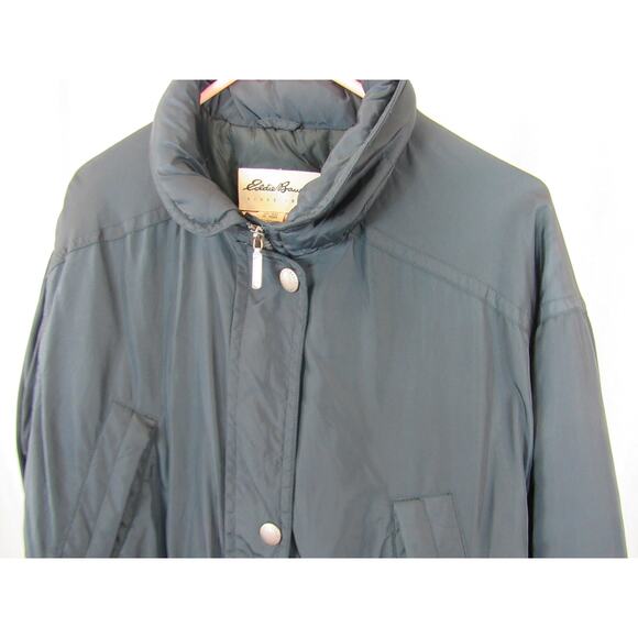 Eddie Bauer Women's Medium Dark Teal Goose Down Feather Coat Adjustable *flawed* - Picture 2 of 15